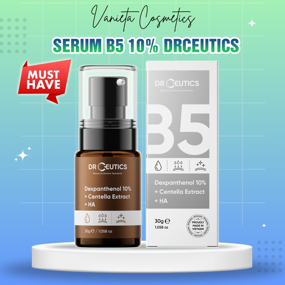 Serum B5 10% DrCeutics Dexpanthenol 10% + Centella Extract + HA 30ml-100ml-150ml