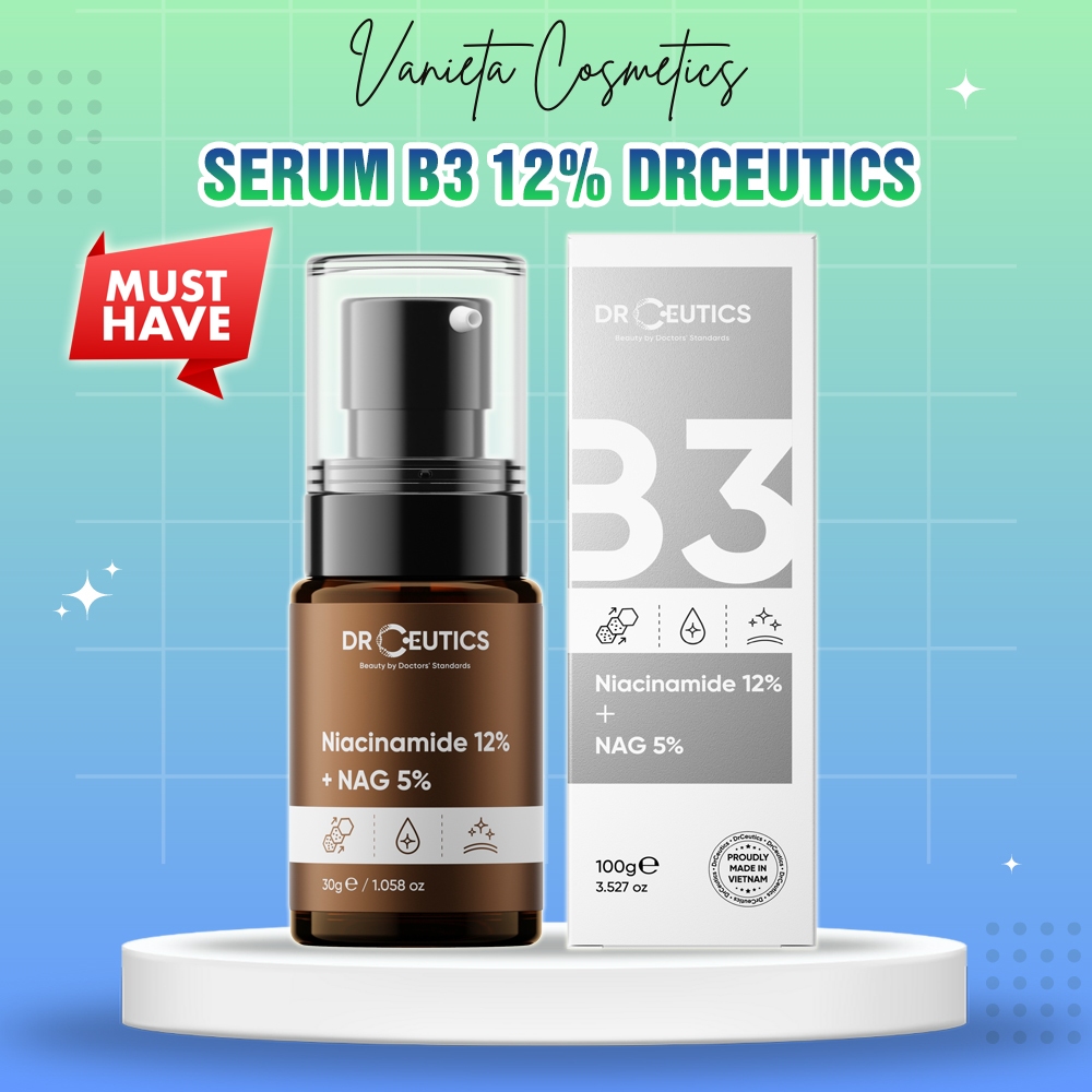 Serum B3 12% DrCeutics - Da Sáng Đều Màu Và Se Lỗ Chân Lông - Niacinamide 12% + NAG 5%