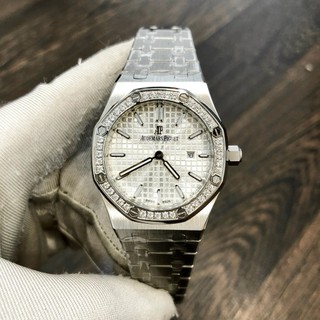 Audemars Piguet Royal Oak 34mm Mặt trắng viền đá Kính saphire