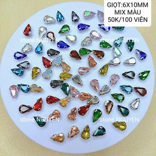 Đá hình giọt 6x10mm- đá pha lê -đá đính áo - đá khâu đính kết may mặc