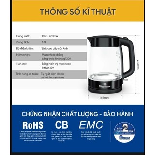 ẤM SIÊU TỐC THỦY TINH BLUESTONE ( KTB - 3426 ) và ( KTB - 3428 )