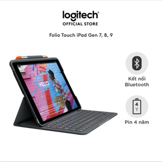 Bao da kèm bàn phím Logitech Slim Folio kết nối bluetooth dành cho iPad Gen7, Gen 8 và Gen 9