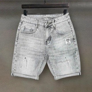 Quần Short Jean Nam Xám Bạc Cào Xước Cá Tính