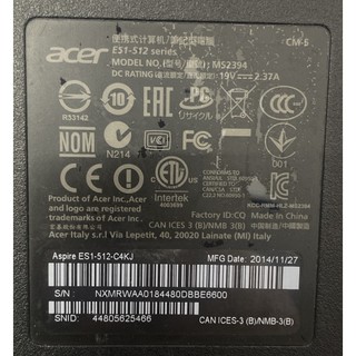 Laptop Acer Aspire ES1-512 (N2940 ram 4g ssd 120g màn 15.6 pin 3h)
