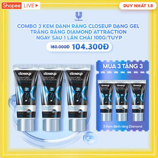 Combo 3 kem đánh răng closeup dạng gel trắng răng diamond attraction ngay sau 1 lần chải 100g/tuýp