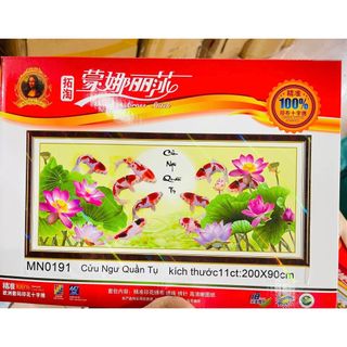 (XẢ KHO) Tranh thêu chữ thập cá chép hoa sen cửu ngư quần hội khổ lớn hơn 2m MN0190 MN0191 MN0039 MN0040MN0091MN0090 E6