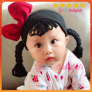 Băng Đô Tóc Giả, Turban Co Giãn Thắt Nơ Xinh Xắn Cho Bé Gái