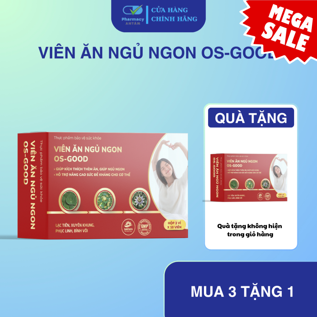 Viên Uống Ăn Ngủ Ngon Hỗ Trợ Ăn Ngon Miệng, Giúp Ngủ Ngon, Sâu Giấc, Giảm Căng Thẳng Mệt Mỏi Santafa Hộp 30 Viên