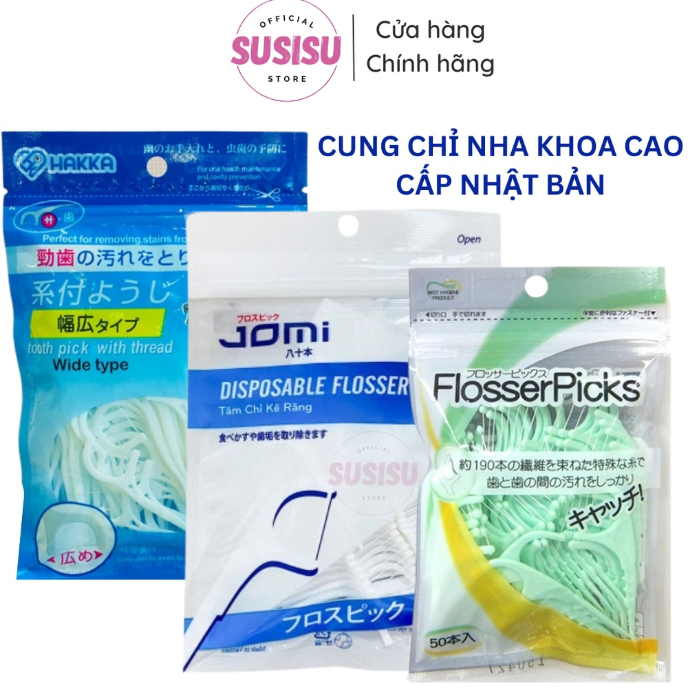 Tăm Chỉ nha khoa TAGAMI Flosser Picks/Cung chỉ nha khoa Disposable Flosser/HAKKA Tooth Pick Nhật Bản