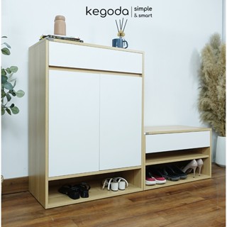 Tủ Giày Gỗ Phong Cách Bắc Âu, Sức Chứa Lớn, Có Ghế Ngồi Mang Giày Thương Hiệu KEGODA KGD71