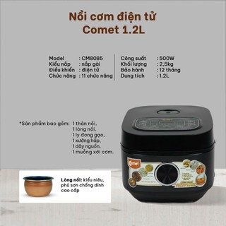 [Hỏa tốc HCM] Nồi Cơm Điện Tử 1,2L COMET 500w, 11 chức năng, chống dính -1 đổi 1 30 ngày - CM8085