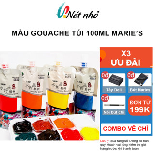 Màu Gouache Maries Dạng Túi 100ml, Màu Bột Pha Sẵn Vẽ Tranh Vải Toan, Tranh Tường, Tô Tượng