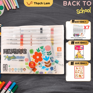  Có quà tặng kèm Set Nâng cấp 12 đến 80 Bút màu ACRYLIC Marker đầu nhọn chống thấm nước không bị nhòe vẽ dc nhiều bề mặt 