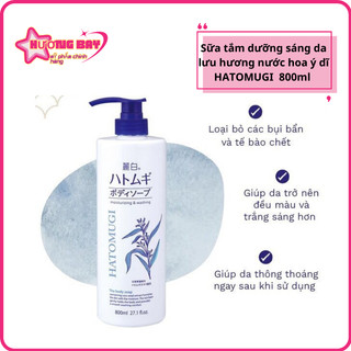 Sữa tắm dưỡng thể trắng da Hatomugi Moisturizing & Washing 800ml