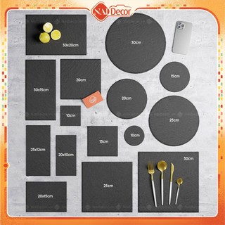 [Nhiều Size] Đĩa Đá Đen Nai Decor Chụp Ảnh Sản Phẩm, Trưng Bày Món Ăn, Chụp Food
