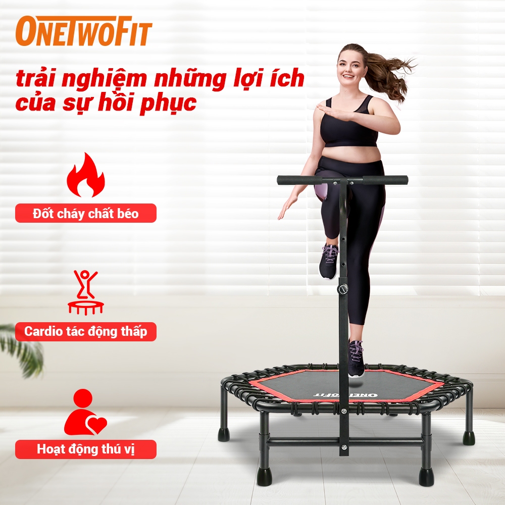 OneTwoFit Trampoline Tấm bạt lò xo Nhiều phong cách với Tay cầm có thể điều chỉnh sàn nhún