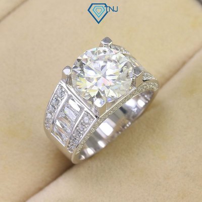 Nhẫn bạc nam Moissanite 11 ly xi bạch kim bản lớn kèm thẻ tra cứu đá cao cấp sang trọng NNAM0136 - Trang Sức TNJ