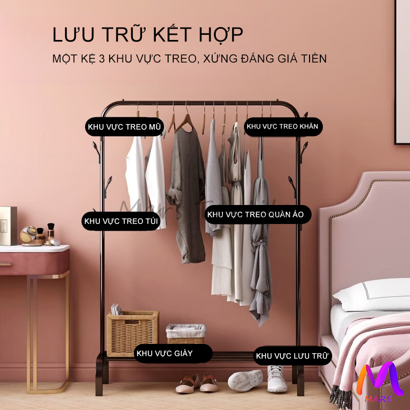 Mars Giá Treo Quần Áo Đen/Trắng Kệ Treo Quần Áo Khung Sắt Móc Treo Quần Áo Sào Phơi Quần Áo | BigBuy360 - bigbuy360.vn