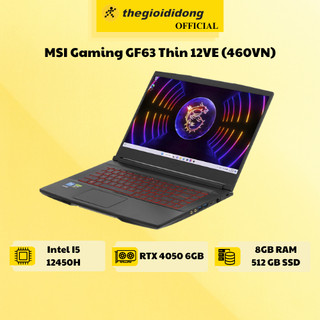 Laptop msi gaming gf63 thin 12ve i5 12450h/16gb/512gb/6gb rtx4050/144hz/win11