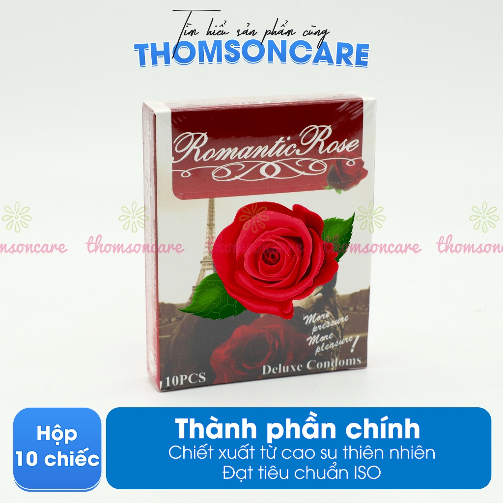 Bao cao su Romantic Rose Hộp 10 chiếc gân gai - Luôn che tên sản phẩm - Giao hàng kín đáo