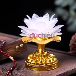Đèn hoa sen niệm phật để bàn thờ Phật , Quan Âm, đèn bông sen thờ cúng - Đức Hiếu Shop