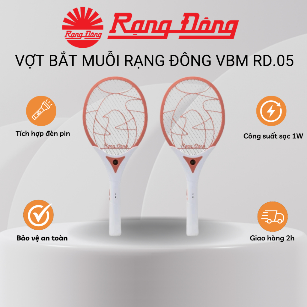 Vợt bắt muỗi Rạng Đông Model RD.05 thiết kế nhỏ gọn, diệt côn trùng nhanh chóng, an toàn khi sử dụng trong gia đình