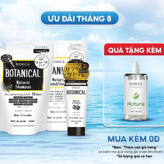Dầu gội xả táo đen BIORICA Botanical Hatomugi không silicon mọc tóc, phồng tóc Nhật Bản