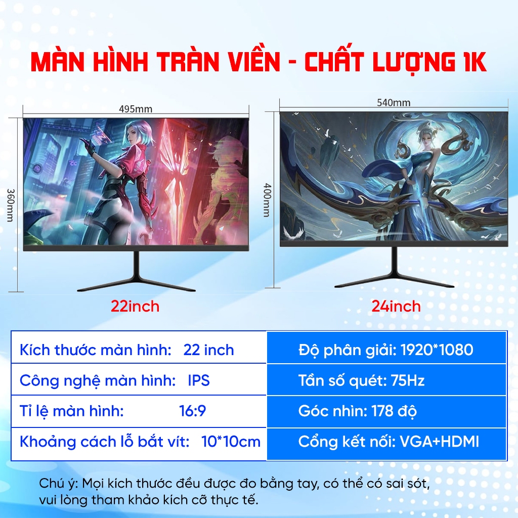 Màn hình máy tính văn phòng 22-24 Inch, mới 100% đập hộp bảo hành 12 tháng, mà full HD 1080 Tấm nền IPS tần số quét 75HZ | BigBuy360 - bigbuy360.vn