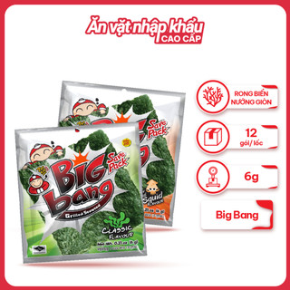 [MUA 1 LỐC TẶNG 1 GÓI SACHI PHỦ VỊ] Snack Rong Biển Sấy Giòn Ăn Liền Thái Lan Taokaenoi BIG BANG (6g x 12 Gói)