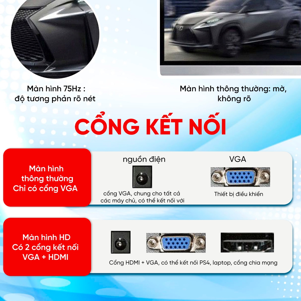 Màn hình máy tính văn phòng  22-24 Inch, mới 100% full box, bảo hành 12 tháng, full HD 1080 tấm nền IPS tần số quét 75HZ | BigBuy360 - bigbuy360.vn