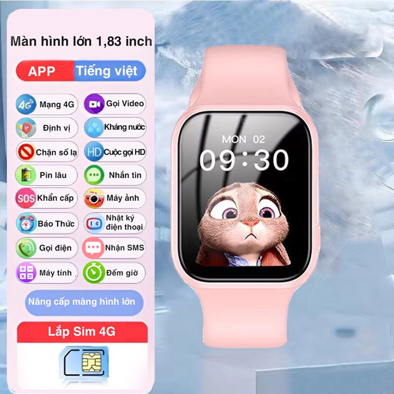 Đồng hồ thông minh trẻ em Geyan Lắp sim Nghe gọi Call video Định vị Bảo hành 1 đổi 1 trong 12 tháng