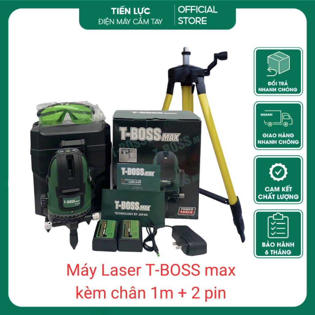 Máy Cân Bằng Cốt Laser 5 Tia Xanh Siêu Sáng Tboss-Max Kèm 2 pin