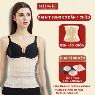 Gen nịt bụng midori kéo khóa, đai nịt bụng định hình vòng eo giảm mỡ siết eo không lộ viền g054
