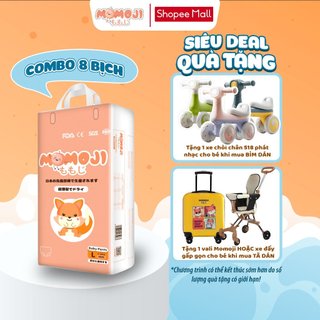 Combo 8 bịch tã bỉm momoji siêu thấm hút nb64/s60/m56/l54/xl50/xxl48