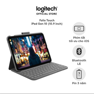 Bao da case kèm phím Logitech Slim Folio dành cho iPad Gen 10 - Bluetooth, Pin 3 năm