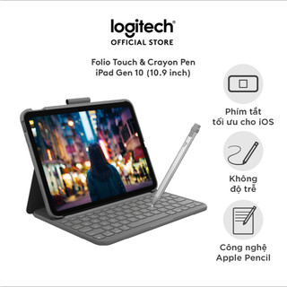 Bao da case kèm phím Logitech Slim Folio dành cho iPad Gen 10 & Bút cảm ứng Logitech Crayon Kỹ Thuật số