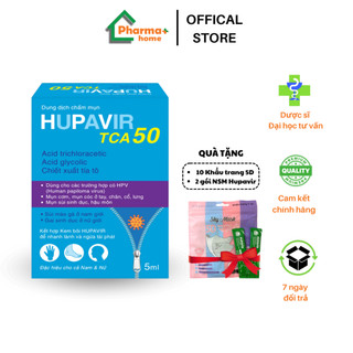 Hupavir tca 50 10ml - chấm rụng sùi mào gà, gai sinh dục cho cả nam và nữ