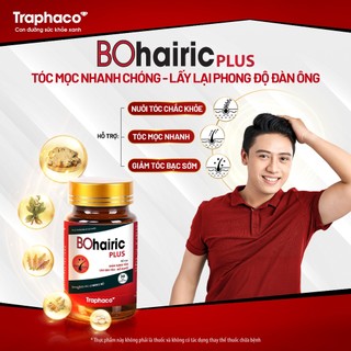  Combo 3 Hộp BOHAIRIC PLUS Traphaco Bổ Huyết Giúp Giảm Ngăn Ngừa Tóc Gãy Rụng Hỗ Trợ Làm Đen Tóc Hộp 30 Viên
