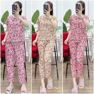 [BunnySky] Đồ bộ mặc nhà nữ(Video), quần áo mặc nhà mặc sau sinh  thiết kế cổ nhọn khuy cài đẹp thoải mái