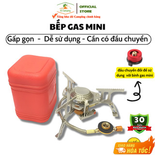 Bếp gas mini bếp gas gấp gọn có thể điều chỉnh nhiệt, bếp gas du lịch bếp ga cắm trại hợp kim nhôm