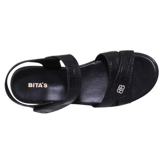 Sandal đế bằng nữ Bita's SYN.291 (Đen + Kem)