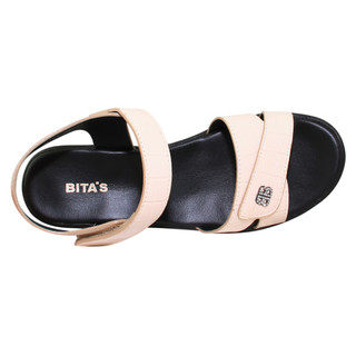 Sandal đế bằng nữ Bita's SYN.291 (Đen + Kem)