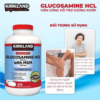 (combo 5 chai /date 2024) Viên uống glucosamine hcl 1500mg with msm 1500mg 375 viên