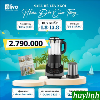 Máy xay nấu sữa hạt đa năng olivo cb20 - 1.75 lít - 2 cối - tặng sách nấu ăn