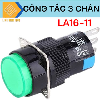 Nút nhấn nhả LA16-11 màu xanh lá 16mm 3 chân