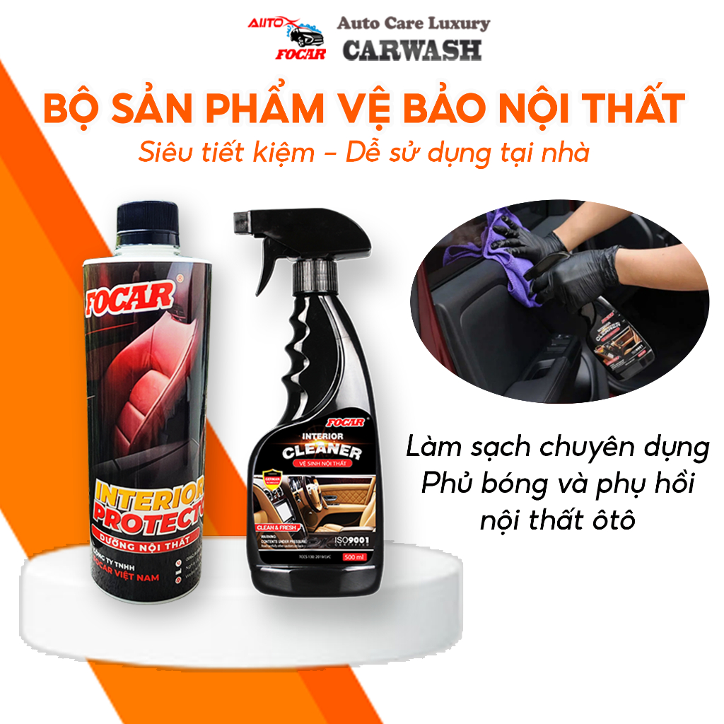 Combo 2 bước vệ sinh và dưỡng nội thất ô tô FOCAR