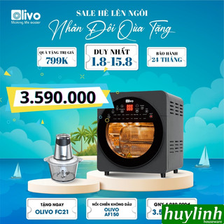 Nồi chiên không dầu điện tử Olivo AF150 - mẫu mới 2024 - [Nâng cấp của AF15] - 15 lít - 16 chức năng - Hàng chính hãng