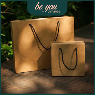 "giá sỉ - set 5 cái" túi giấy kraft - quai dây vải đen thời trang - nhiều size - be you gift bags