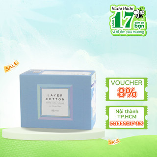 Bông cotton 5 lớp Cotton Labo 80 miếng (Miếng nhỏ) - Hachi Hachi Japan Shop