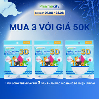 Khẩu trang y tế 3D chất lượng cao Pharmacity trẻ em (Gói 5 cái)
